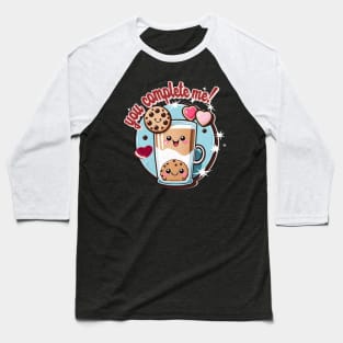 Cookie And Milk Love Kawaii Happy Cartoon Valentines Day Baseball T-Shirt